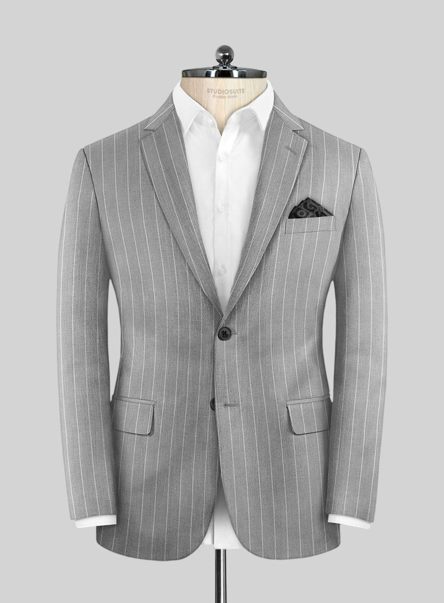 Napolean Como Bar Gray Wool Jacket - StudioSuits