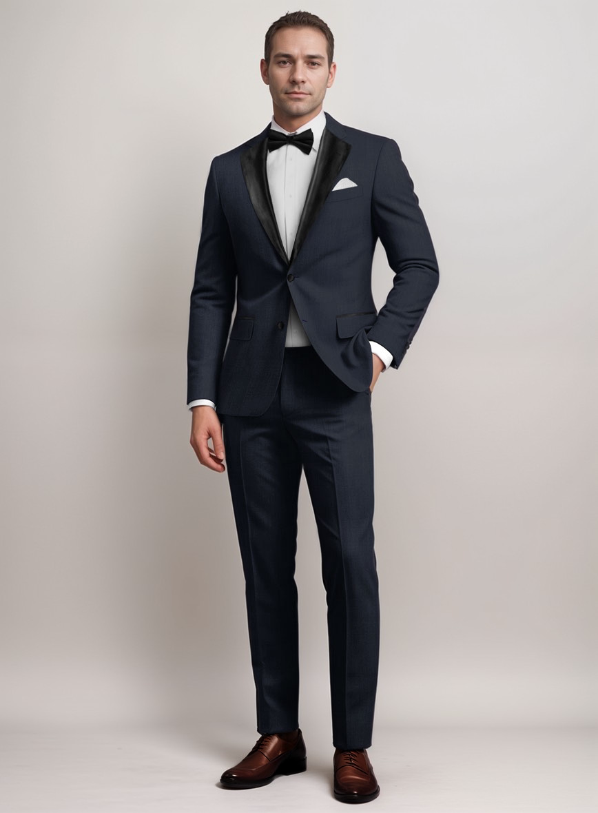 Napolean Dark Blue Wool Tuxedo Suit - StudioSuits