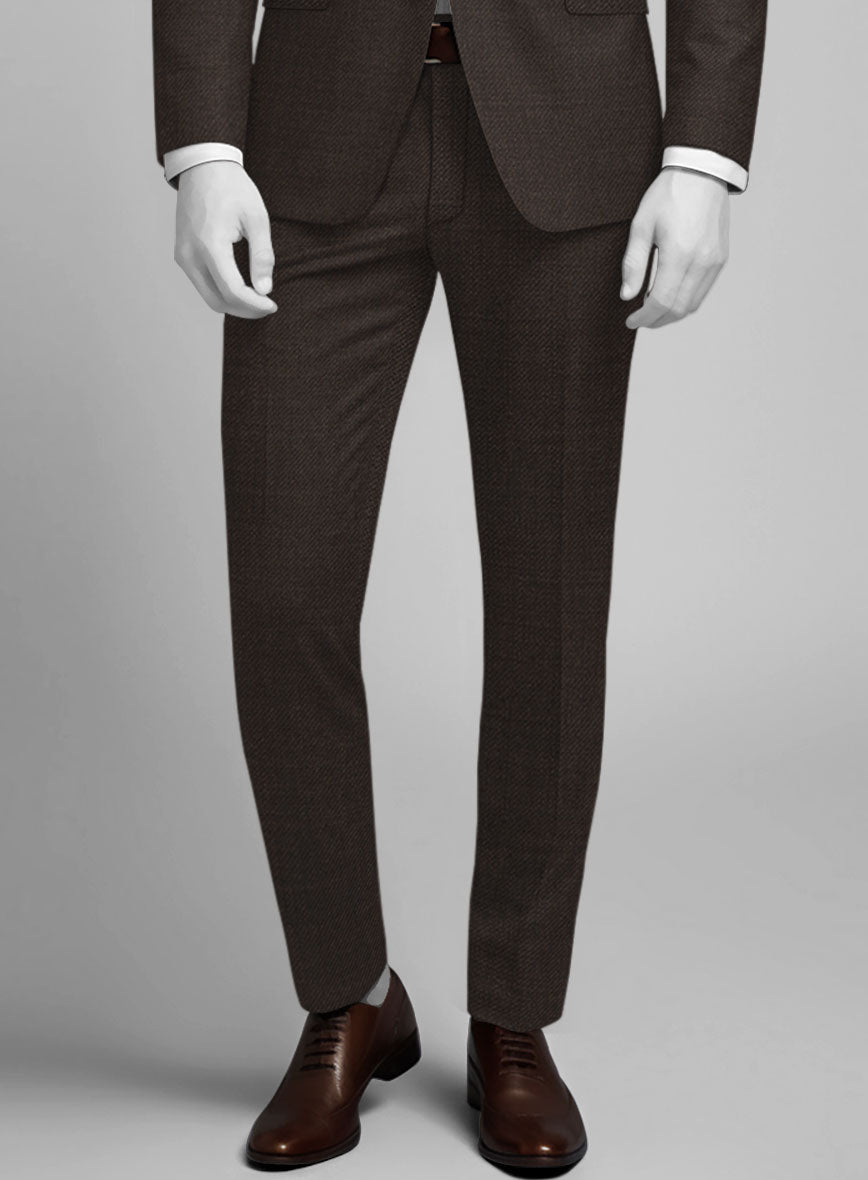 Napolean Dark Brown Wool Pants - StudioSuits