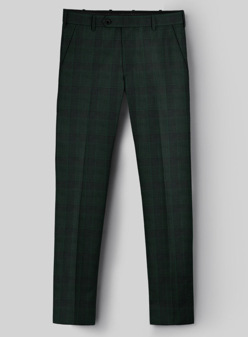 Napolean Devon Check Green Wool Pants - StudioSuits