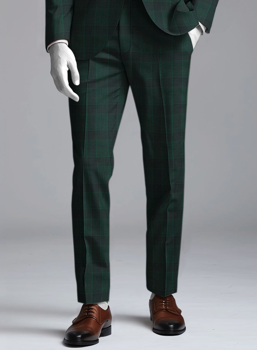 Napolean Devon Check Green Wool Pants - StudioSuits