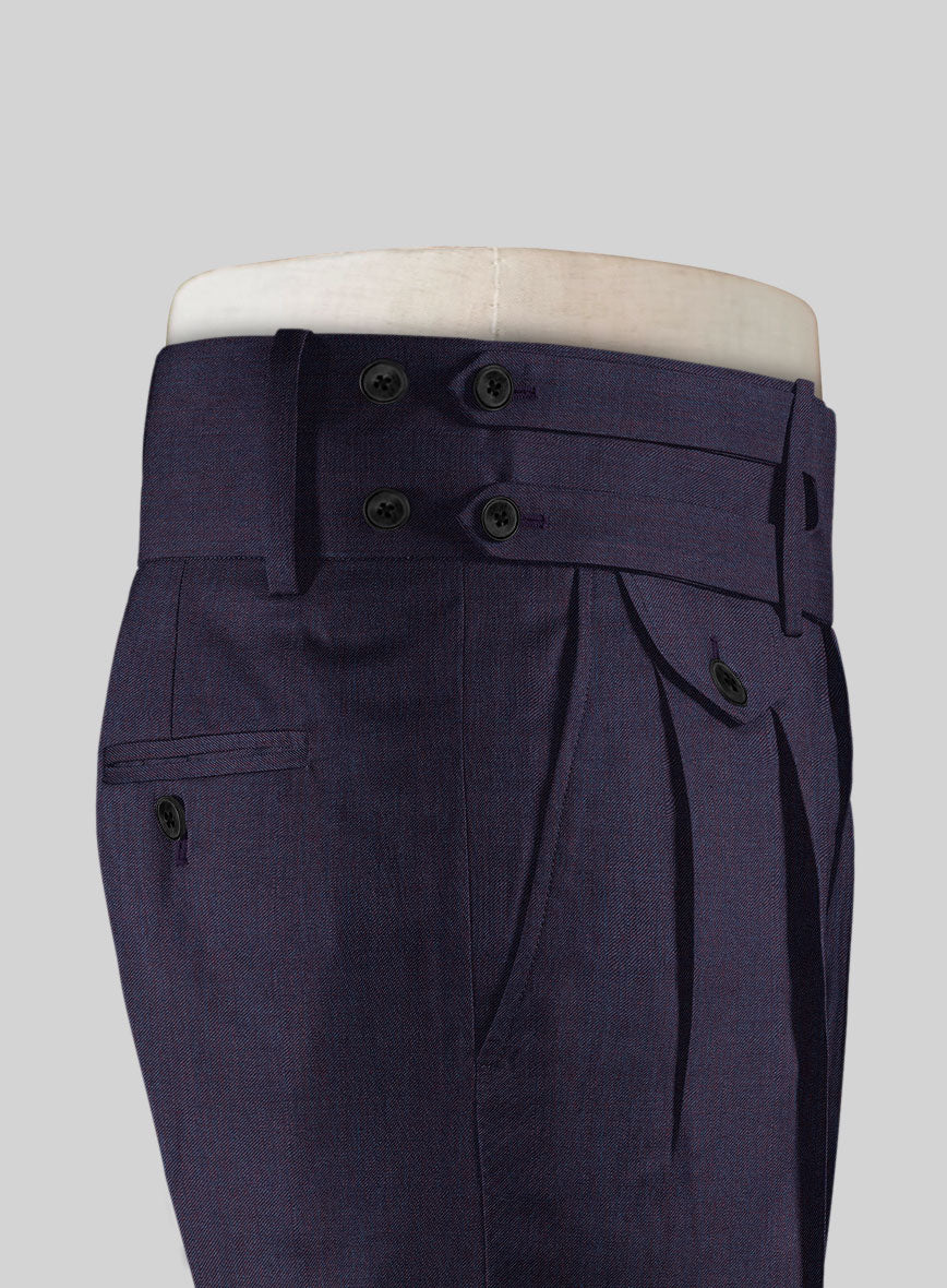 Napolean Eggplant Double Gurkha Wool Trousers