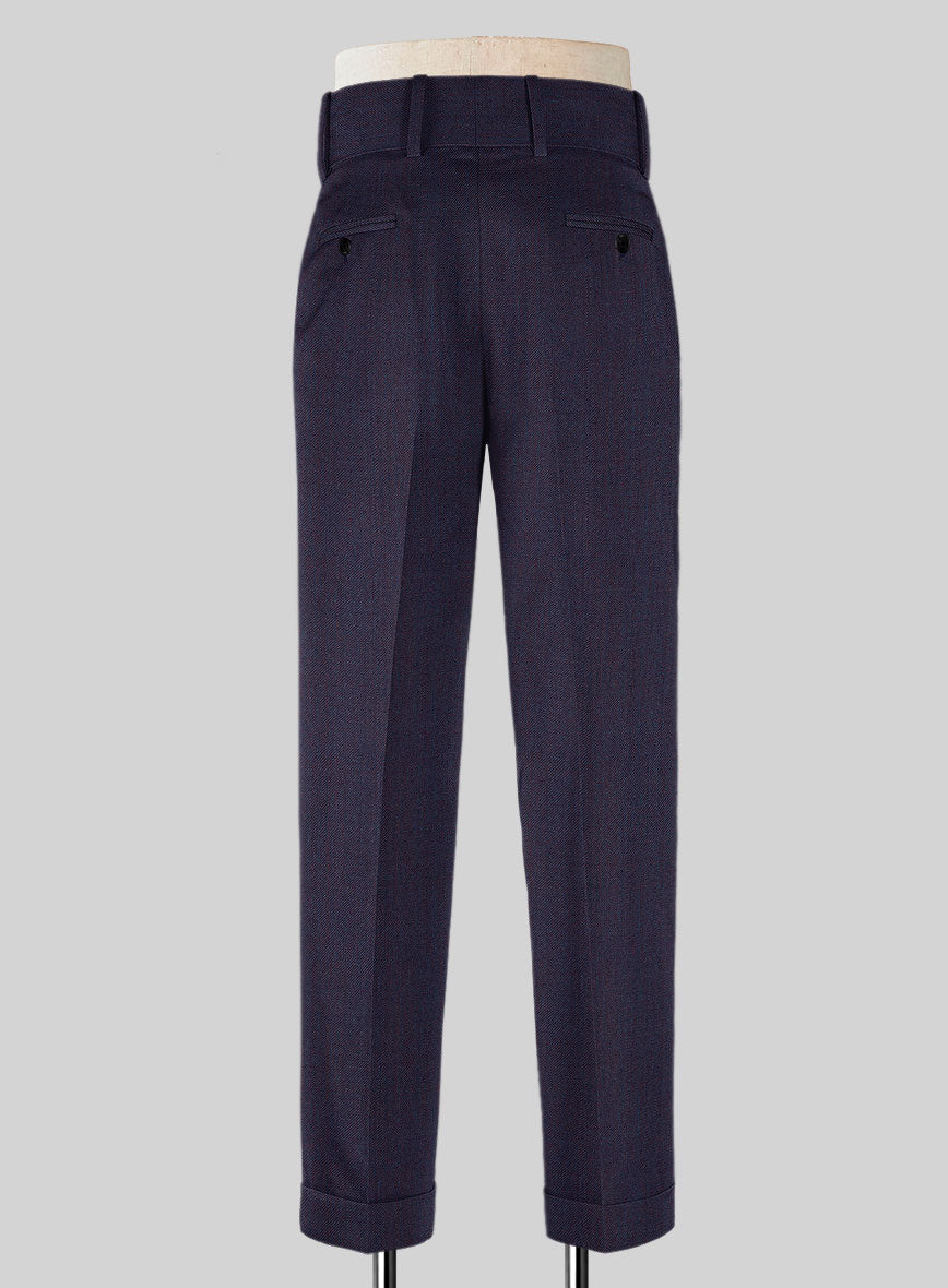 Napolean Eggplant Double Gurkha Wool Trousers