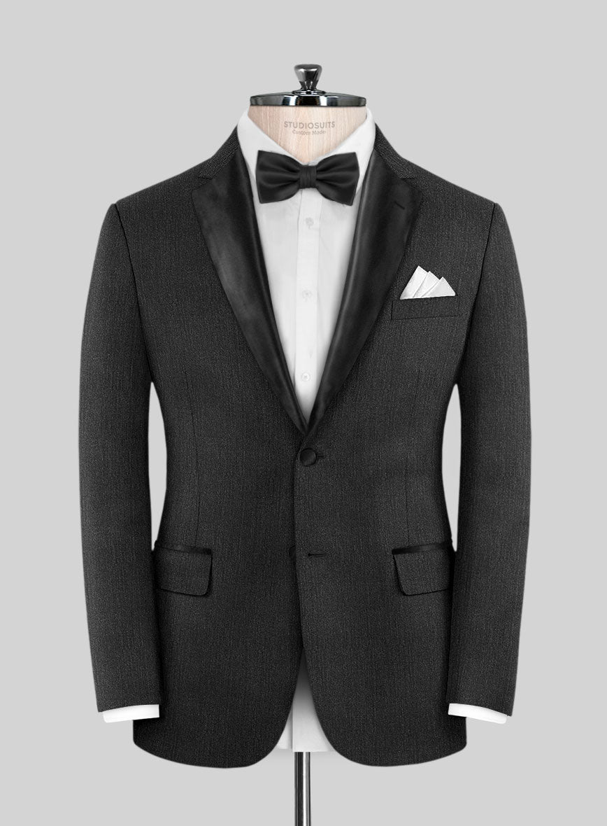 Napolean English Dark Charcoal Wool Tuxedo Jacket – StudioSuits