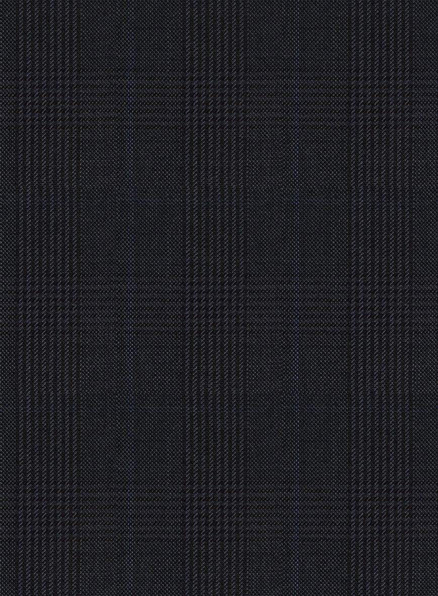 Napolean Esso Tartan Blue Wool Suit - StudioSuits