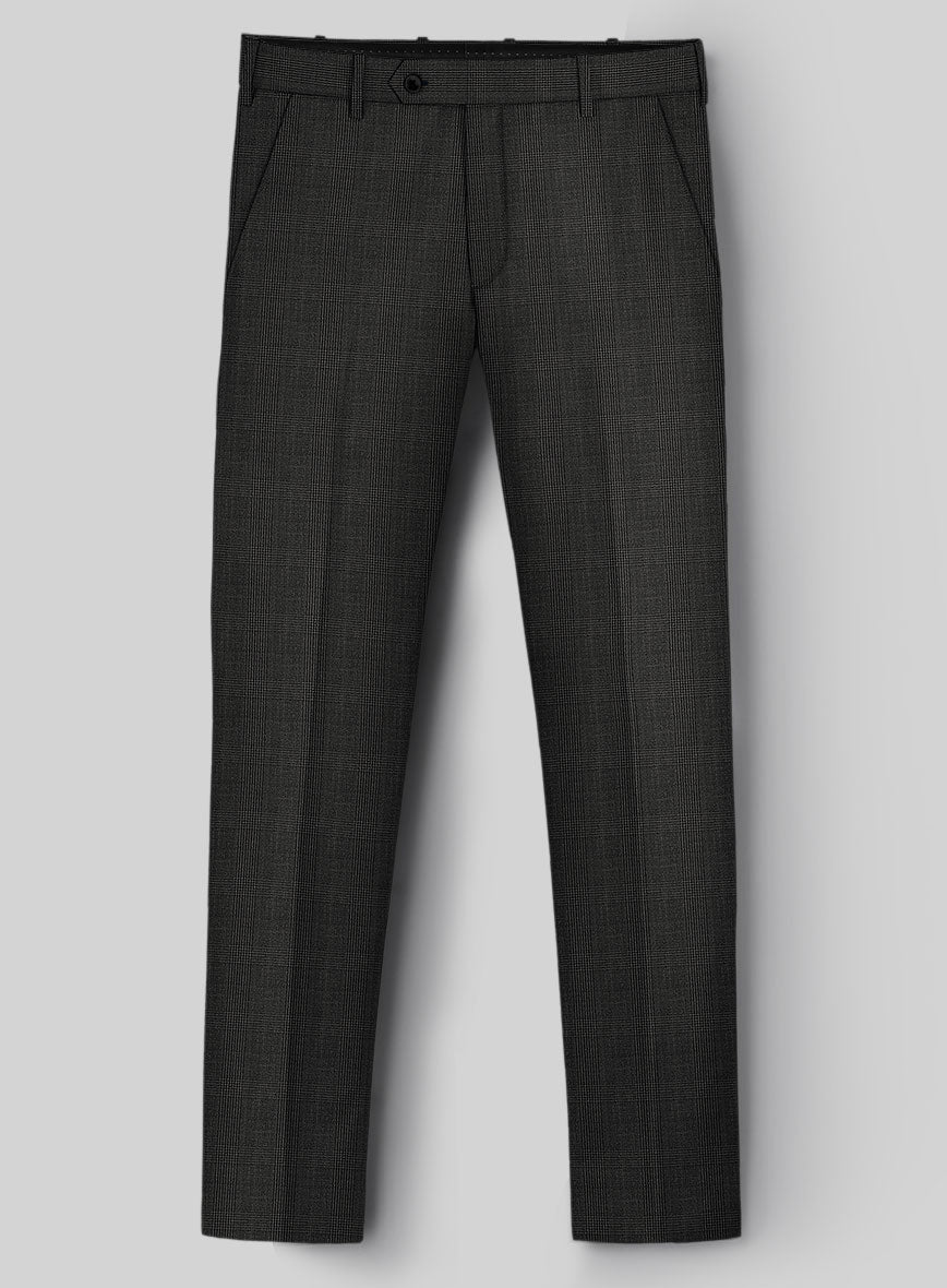 Napolean Esso Tartan Charcoal Wool Pants - StudioSuits