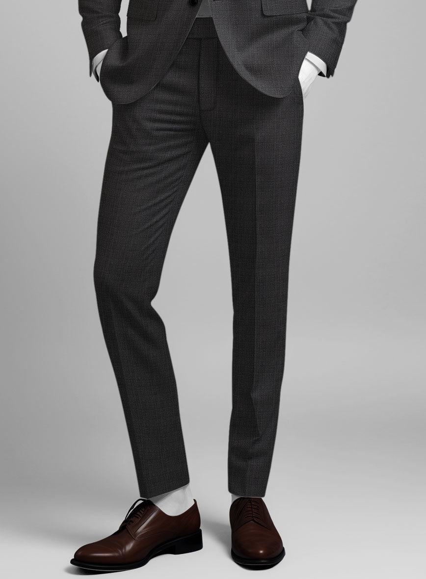 Napolean Esso Tartan Charcoal Wool Pants - StudioSuits