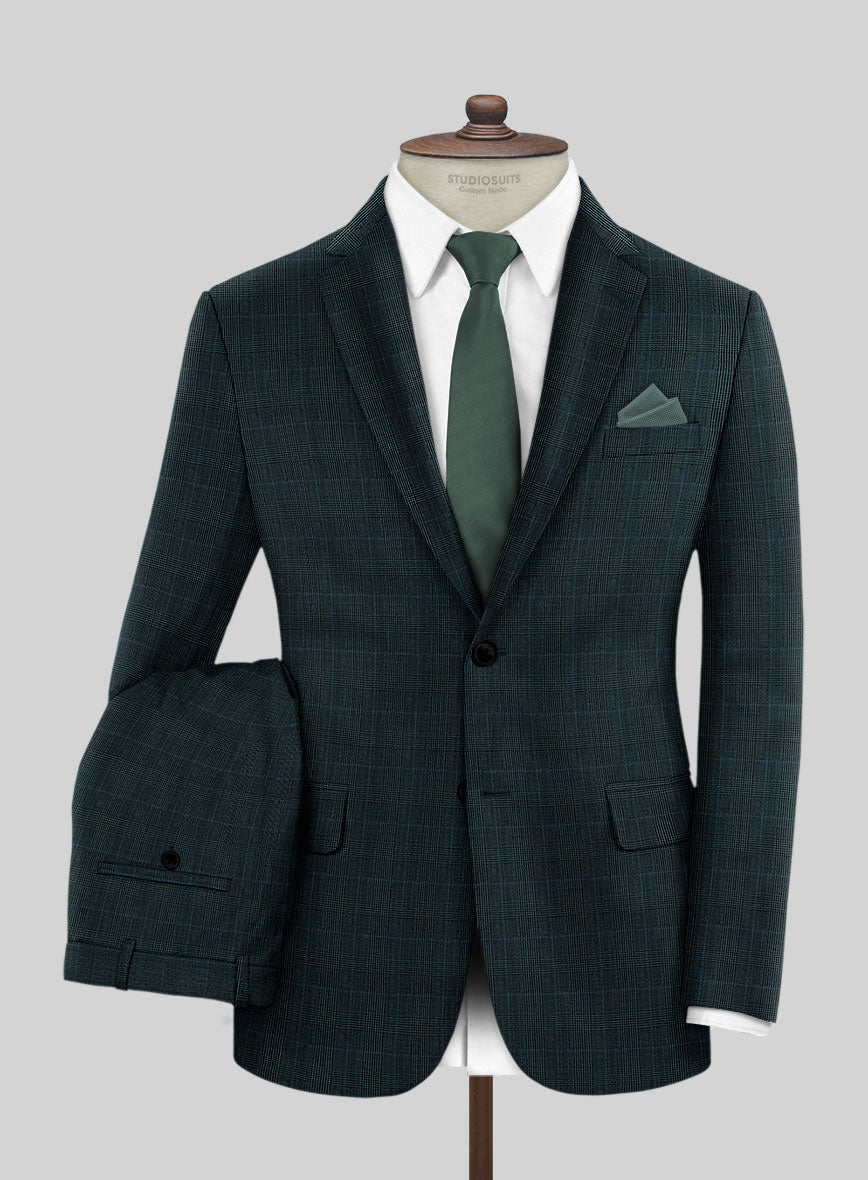 Napolean Esso Tartan Teal Bule Wool Suit - StudioSuits