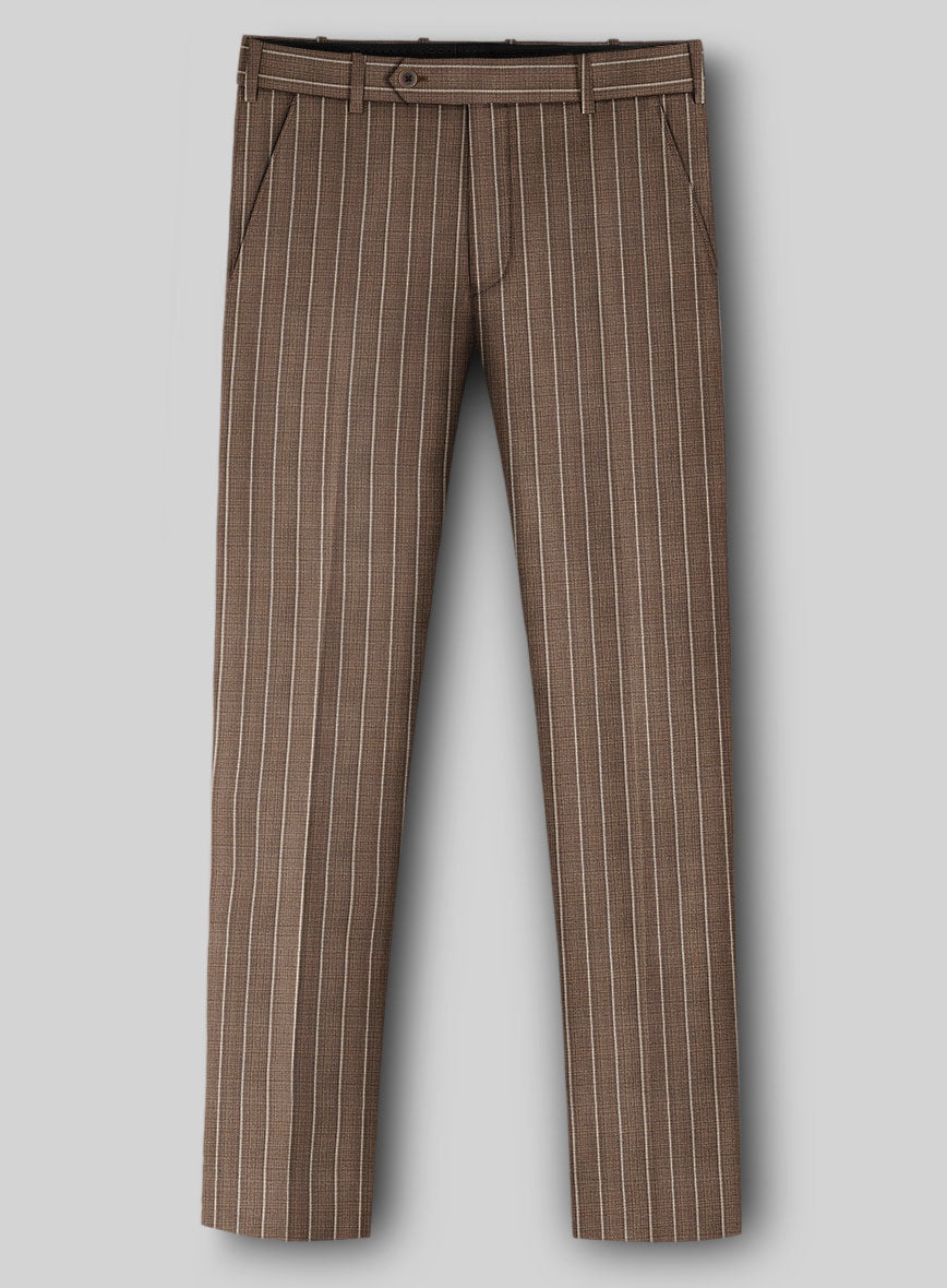 Napolean Gavino Stripe Brown Wool Pants - StudioSuits