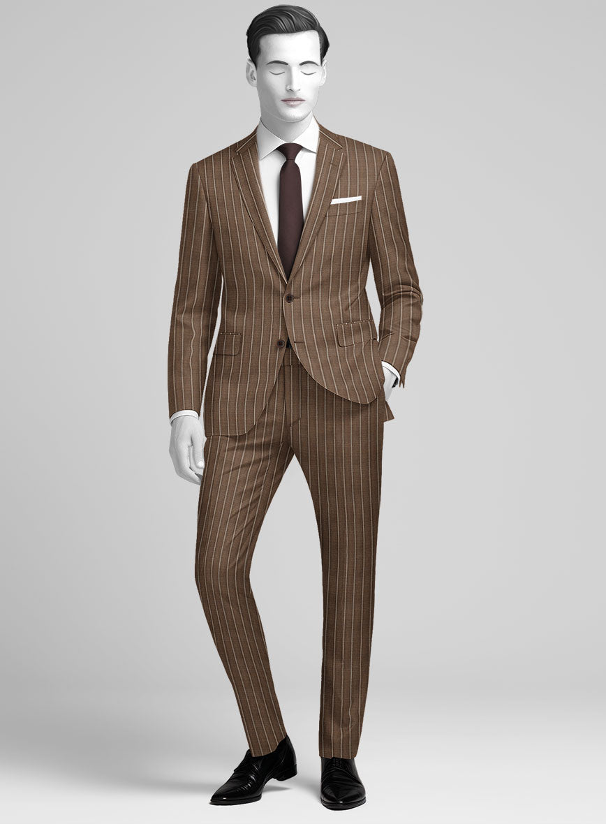 Napolean Gavino Stripe Brown Wool Suit - StudioSuits