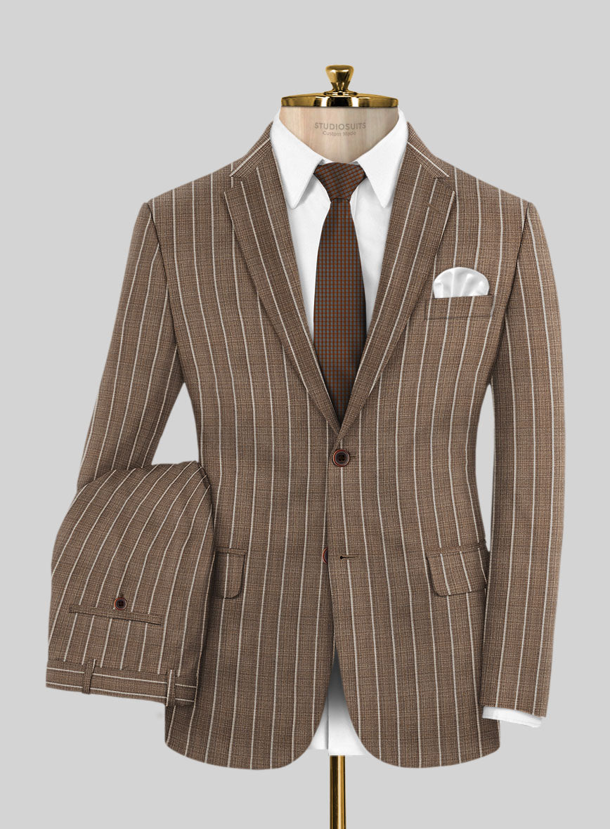 Napolean Gavino Stripe Brown Wool Suit - StudioSuits