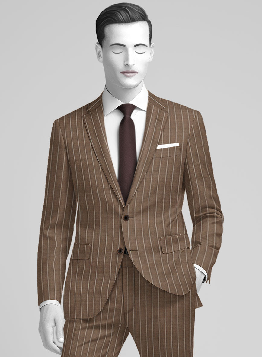 Napolean Gavino Stripe Brown Wool Suit - StudioSuits