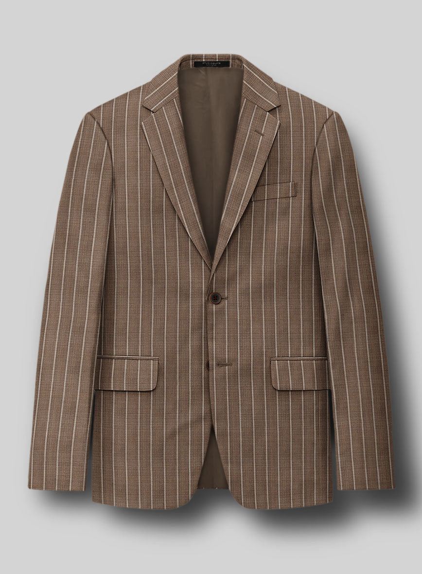 Napolean Gavino Stripe Brown Wool Suit - StudioSuits