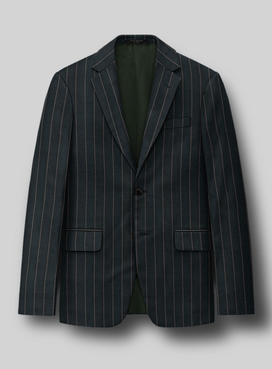 Napolean Gavino Stripe Green Wool Jacket - StudioSuits