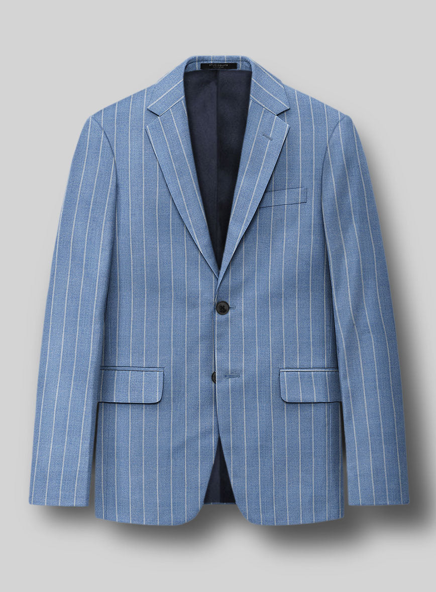 Napolean Gavino Stripe Light Blue Wool Jacket - StudioSuits