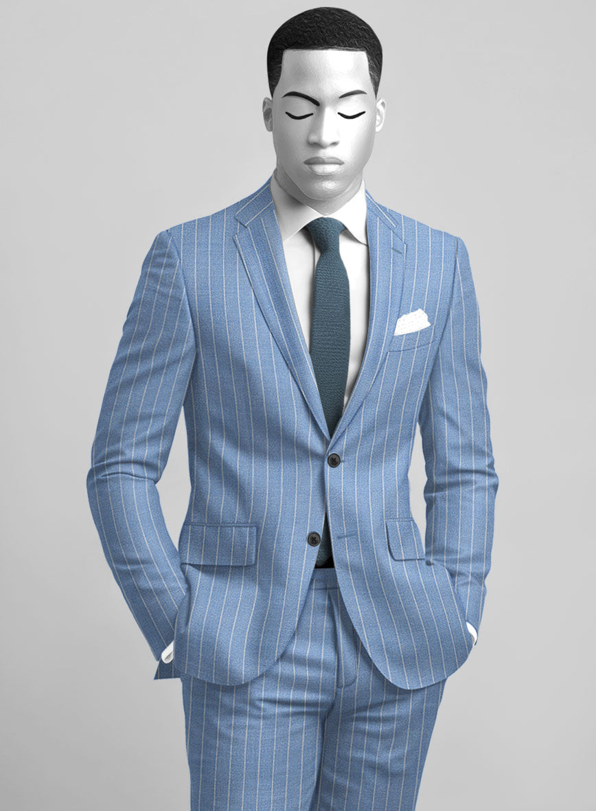 Napolean Gavino Stripe Light Blue Wool Jacket - StudioSuits