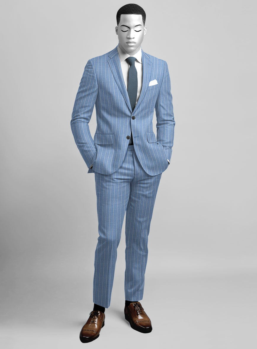 Napolean Gavino Stripe Light Blue Wool Suit - StudioSuits