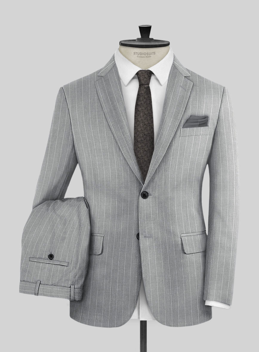 Napolean Genova Stripe Gray Wool Suit - StudioSuits