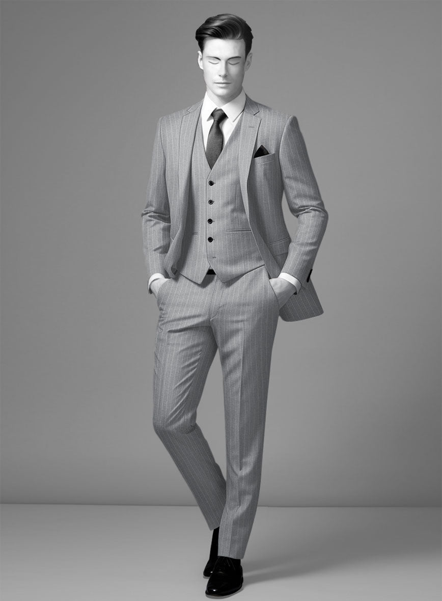 Napolean Genova Stripe Gray Wool Suit - StudioSuits