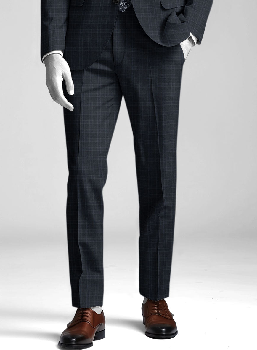 Napolean Gisde Glen Blue Wool Pants - StudioSuits