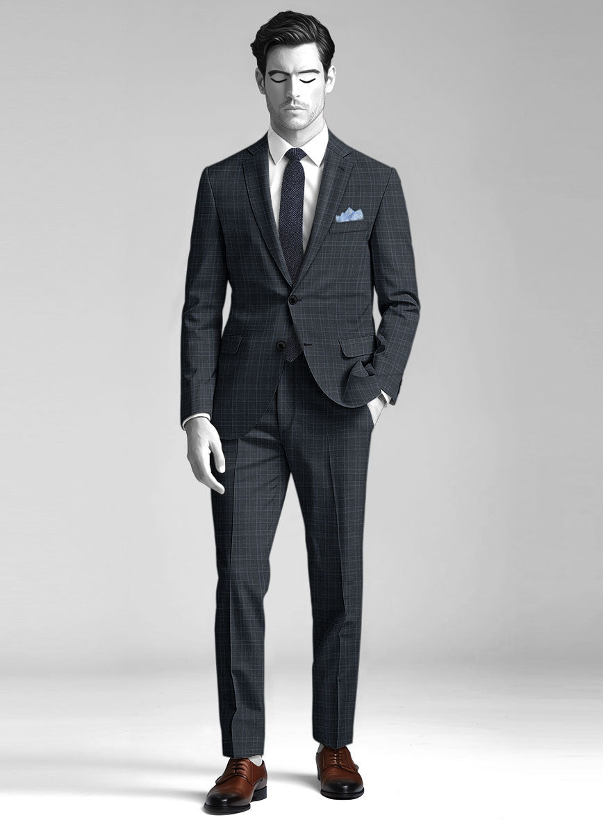 Napolean Gisde Glen Blue Wool Suit - StudioSuits