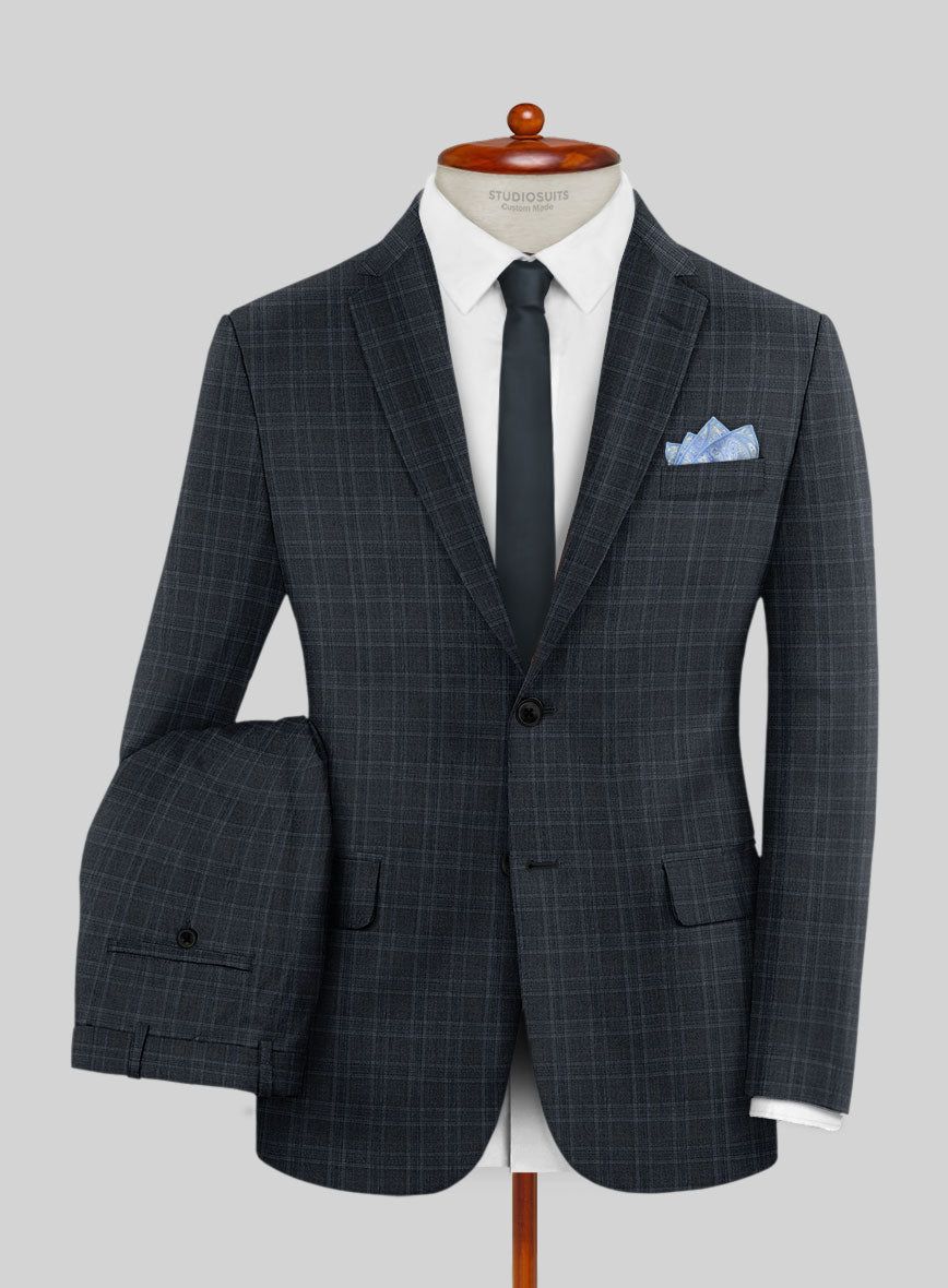 Napolean Gisde Glen Blue Wool Suit - StudioSuits