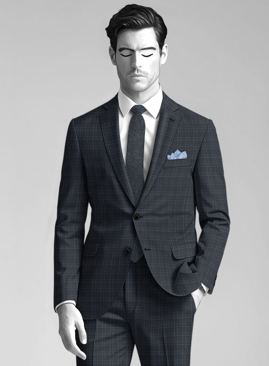 Napolean Gisde Glen Blue Wool Suit - StudioSuits