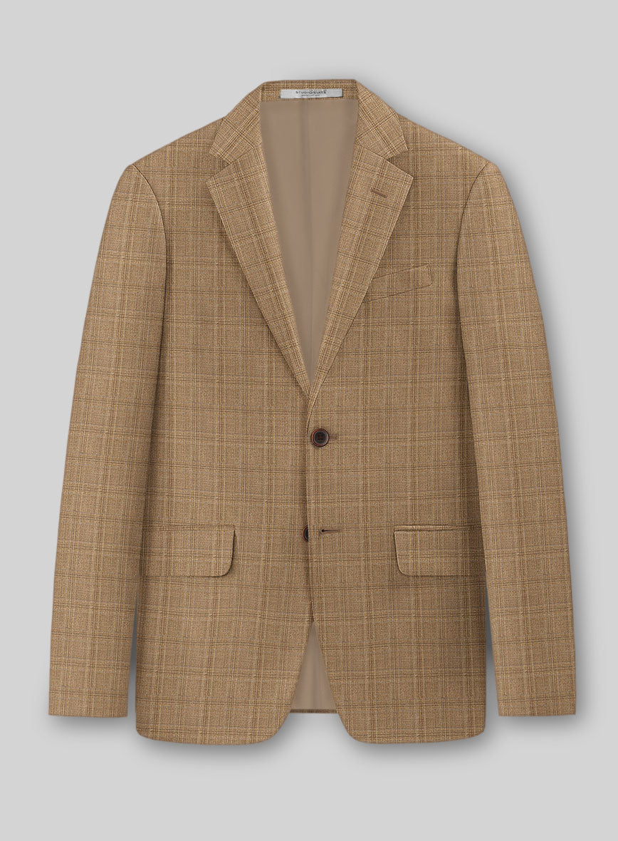 Napolean Gisde Glen Brown Wool Jacket - StudioSuits