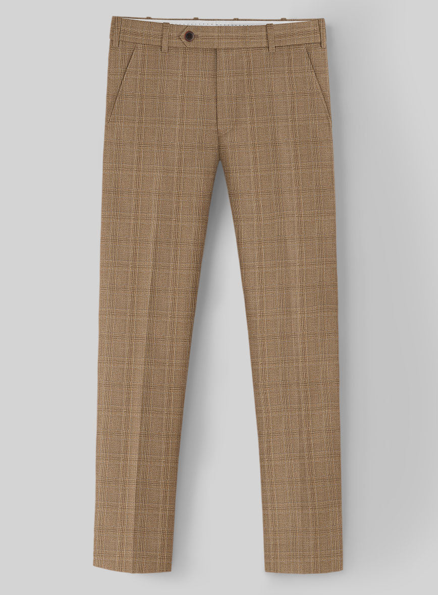 Napolean Gisde Glen Brown Wool Pants - StudioSuits