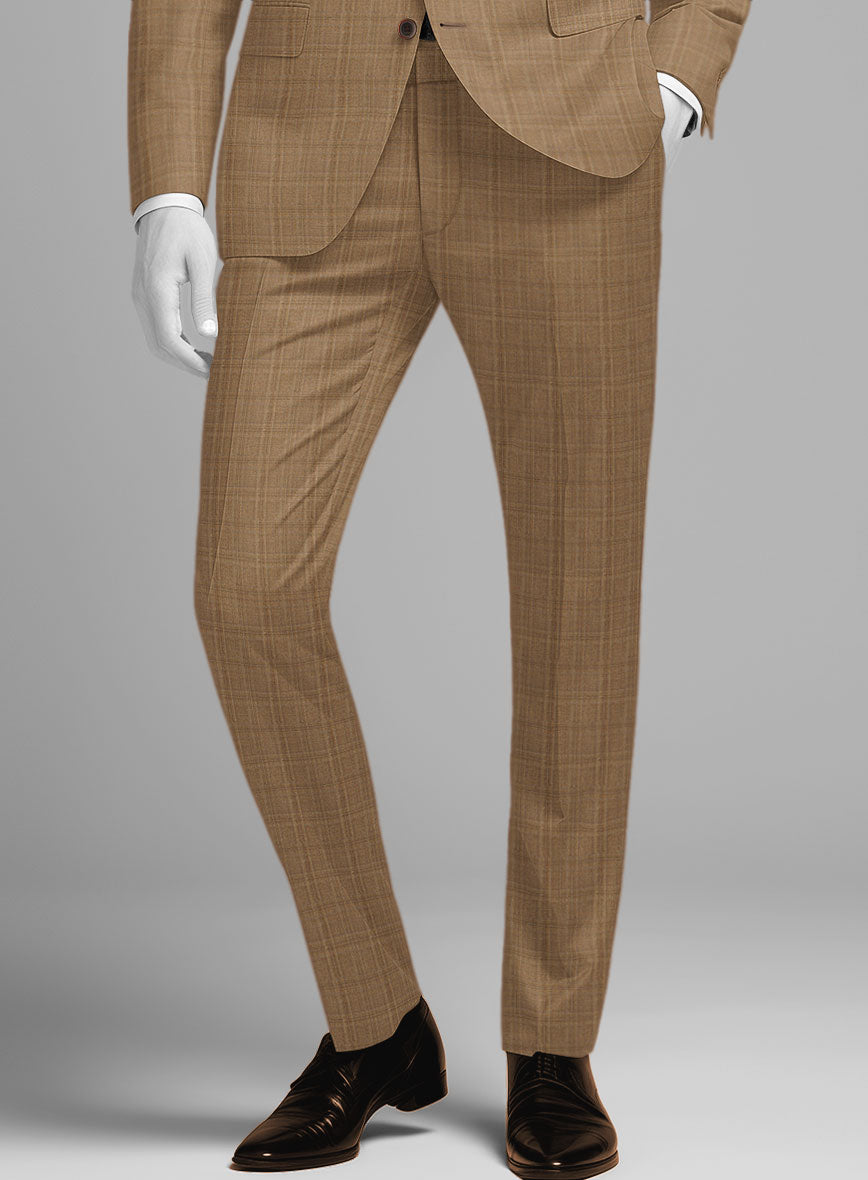 Napolean Gisde Glen Brown Wool Pants - StudioSuits