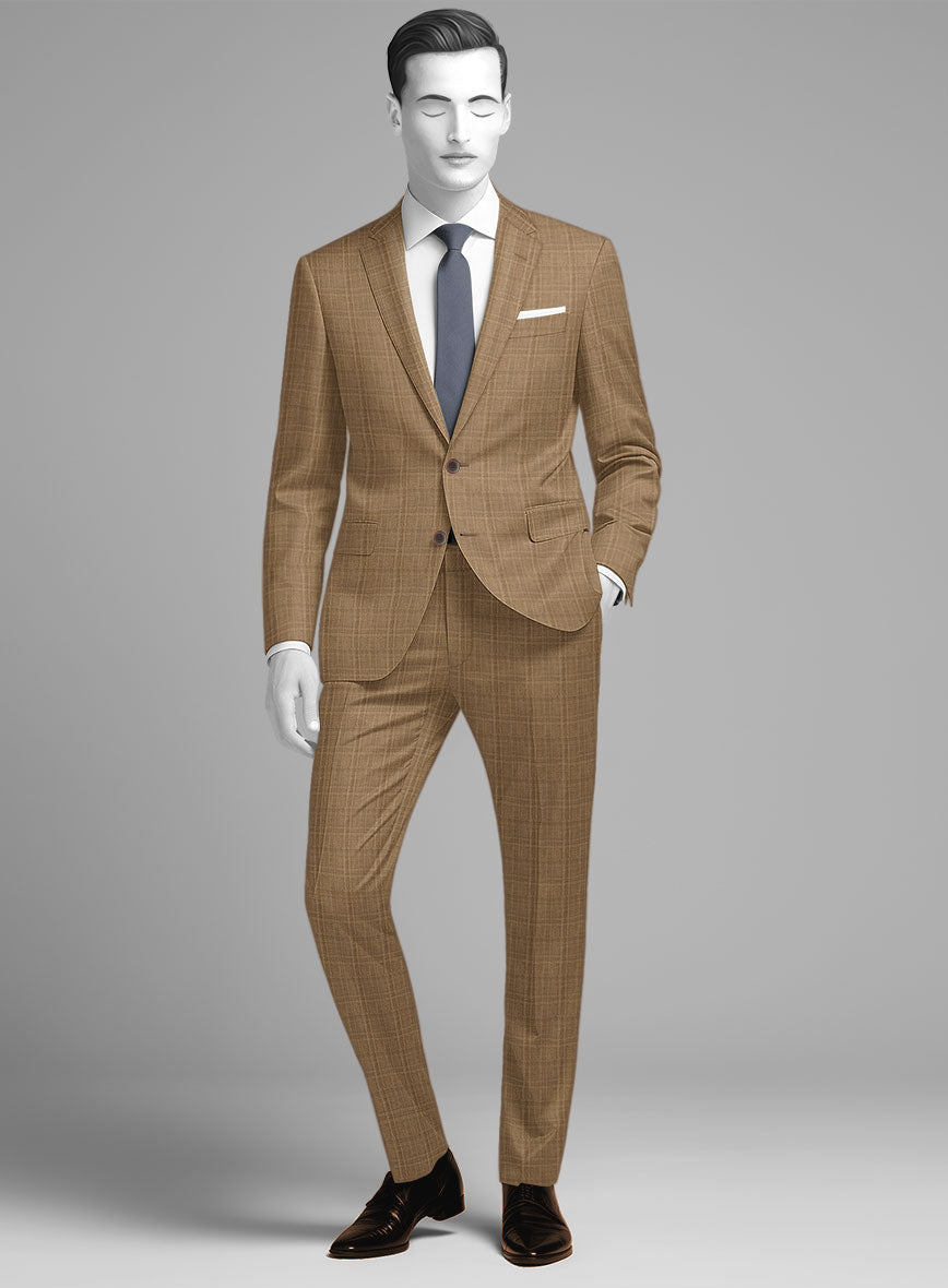 Napolean Gisde Glen Brown Wool Suit - StudioSuits