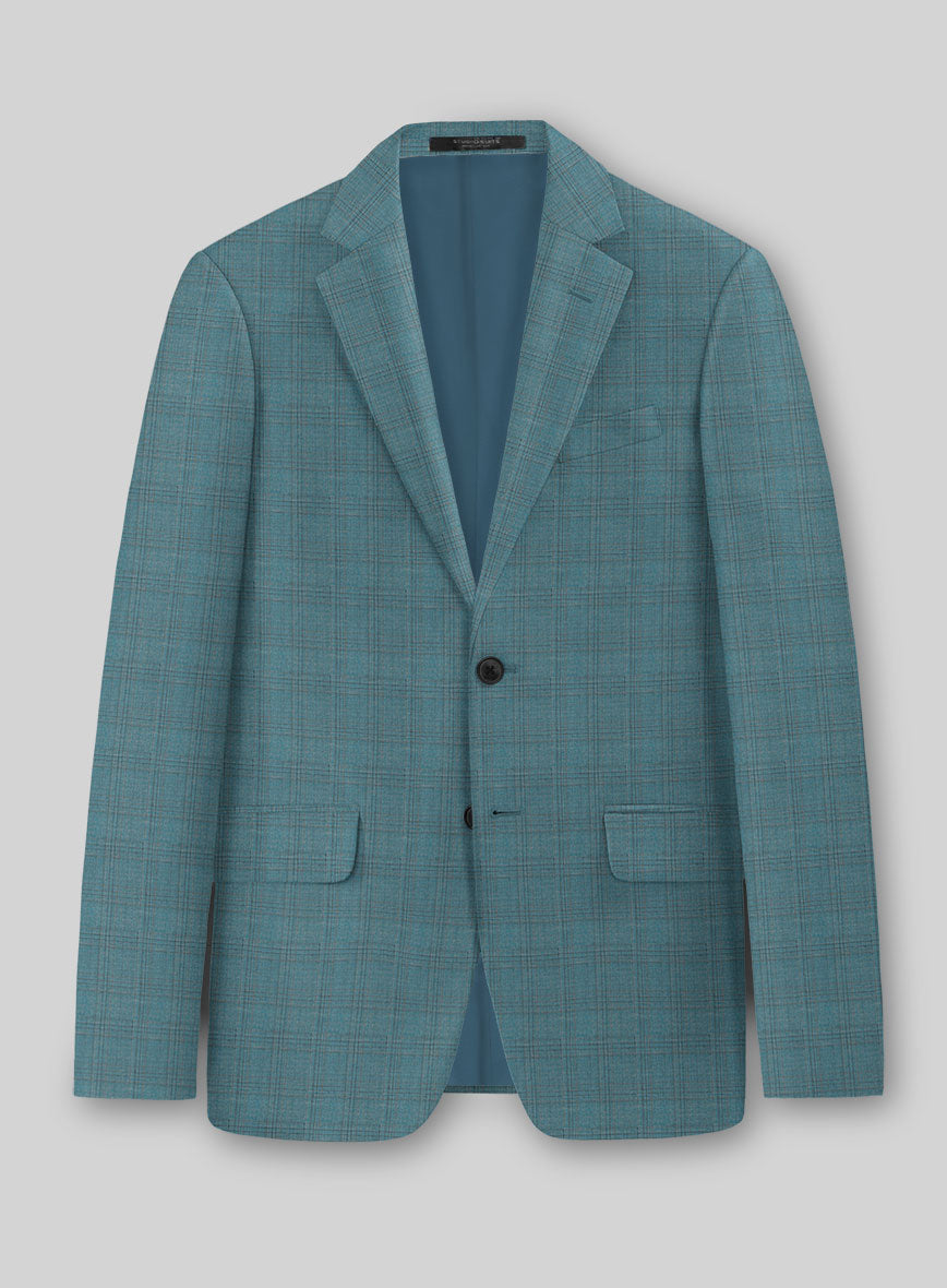 Napolean Gisde Glen Light Blue Wool Jacket - StudioSuits