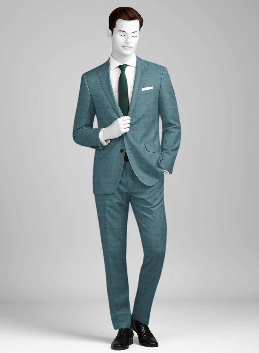 Napolean Gisde Glen Light Blue Wool Suit - StudioSuits