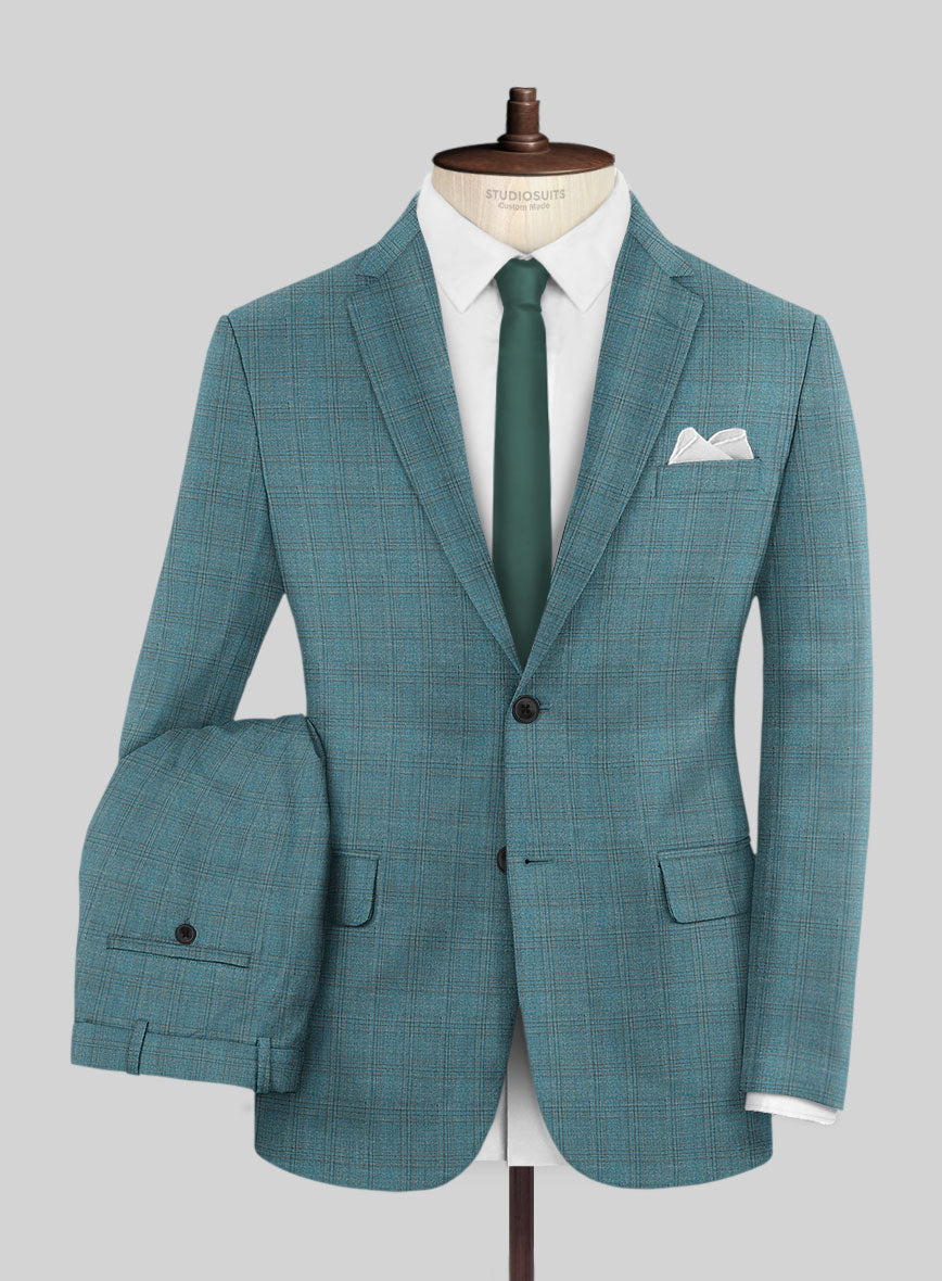 Napolean Gisde Glen Light Blue Wool Suit - StudioSuits