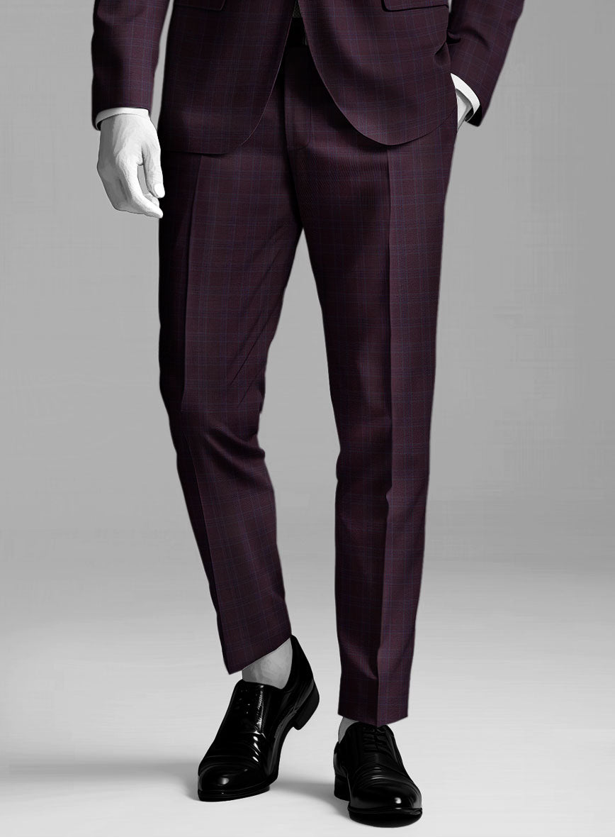 Napolean Gisde Glen Purple Wool Pants - StudioSuits