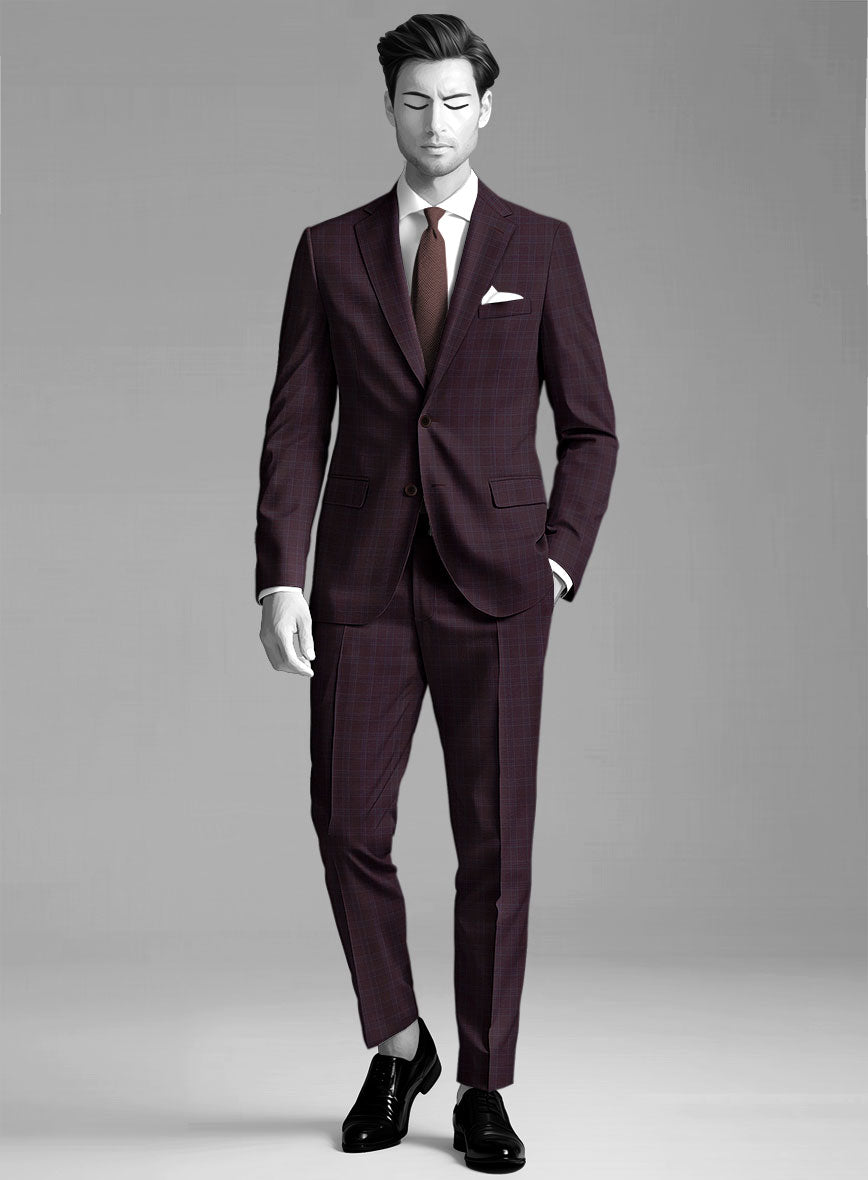 Napolean Gisde Glen Purple Wool Suit - StudioSuits