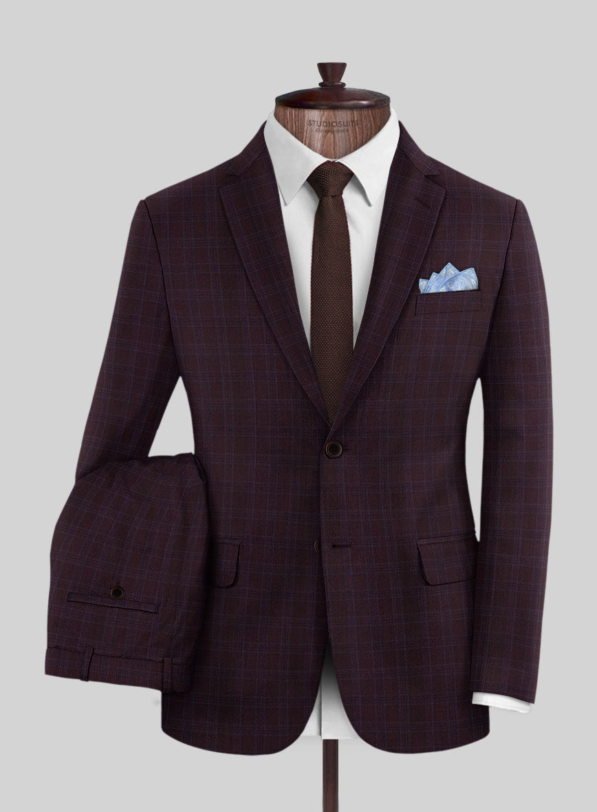 Napolean Gisde Glen Purple Wool Suit - StudioSuits