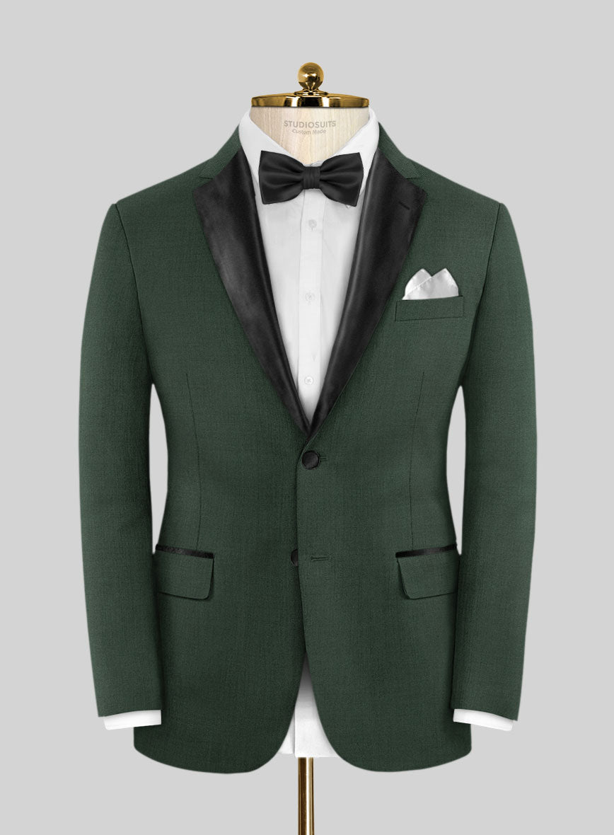 Napolean Green Wool Tuxedo Jacket - StudioSuits