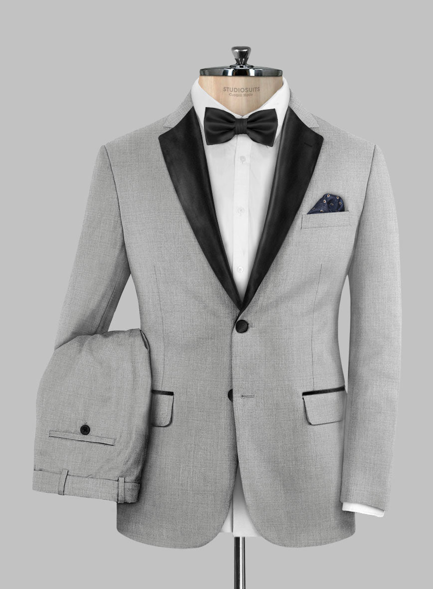 Napolean Ice Gray Wool Tuxedo Suit - StudioSuits