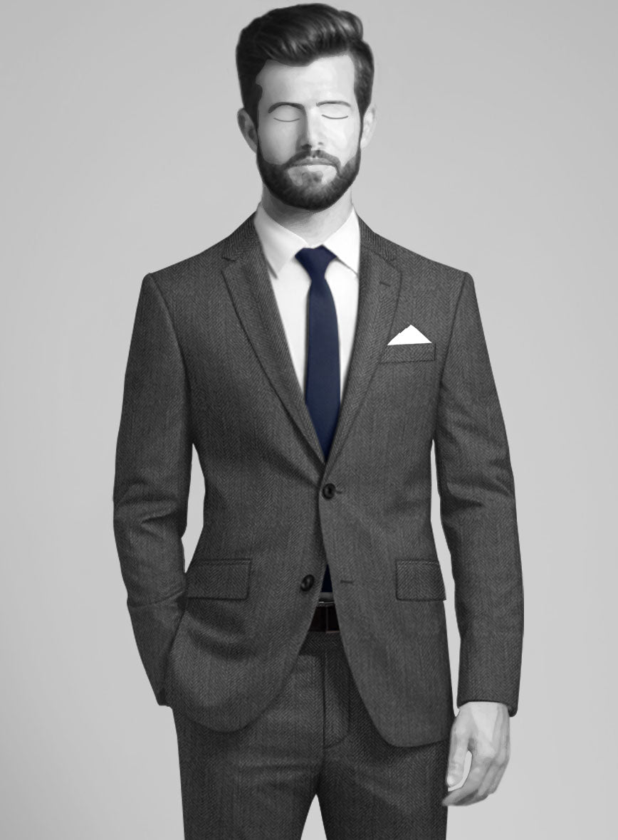 Napolean Imperial Gray Herringbone Wool Jacket - StudioSuits