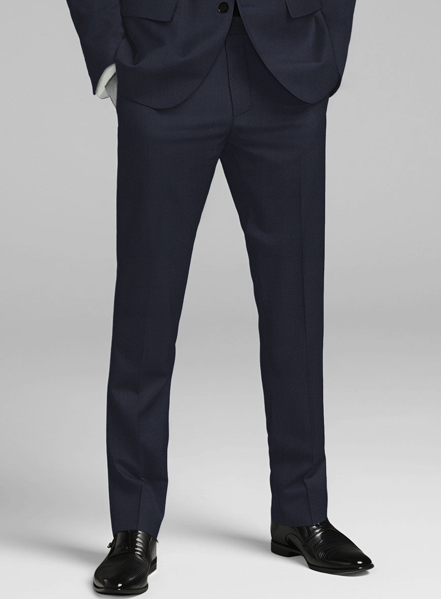 Napolean Imperial Blue Herringbone Wool Suit - StudioSuits