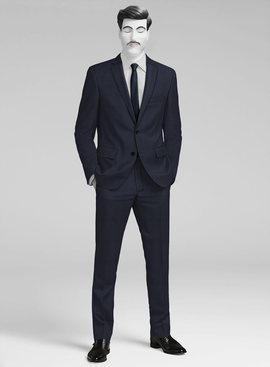 Napolean Imperial Blue Herringbone Wool Suit - StudioSuits