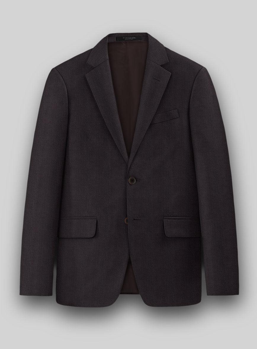 Napolean Imperial Brown Herringbone Wool Jacket - StudioSuits