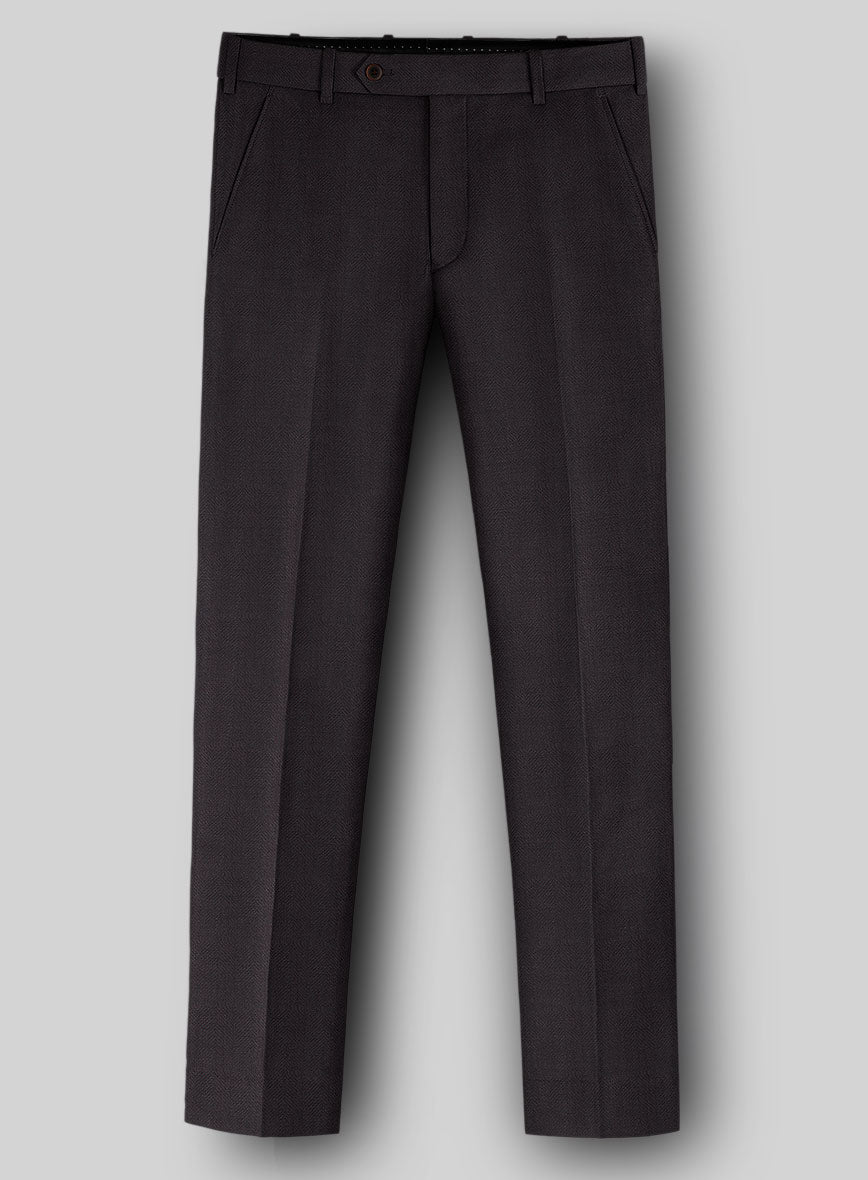 Napolean Imperial Brown Herringbone Wool Pants - StudioSuits