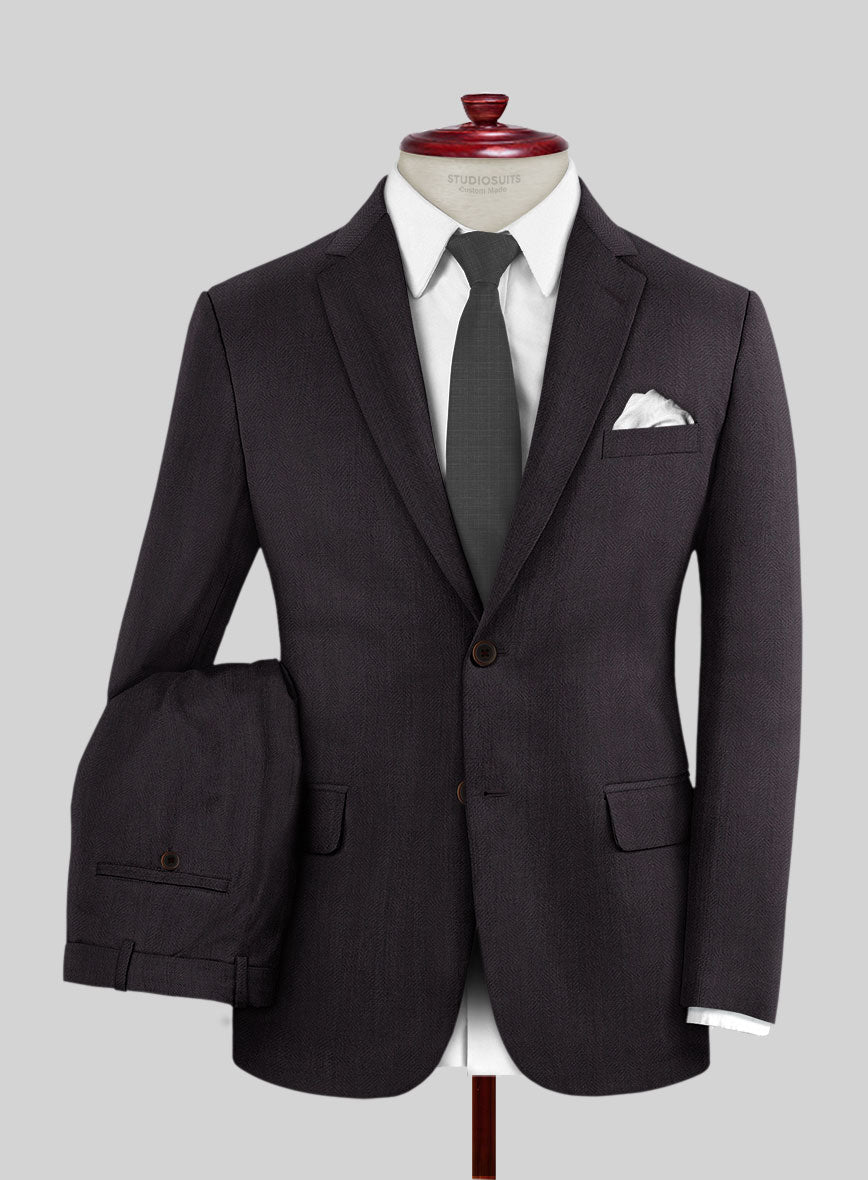 Napolean Imperial Brown Herringbone Wool Suit - StudioSuits