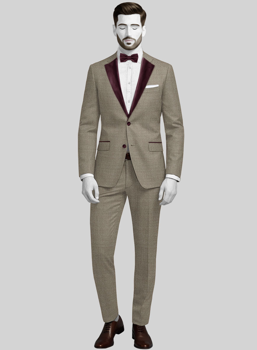 Napolean Infantry Khaki Wool Tuxedo Suit - StudioSuits