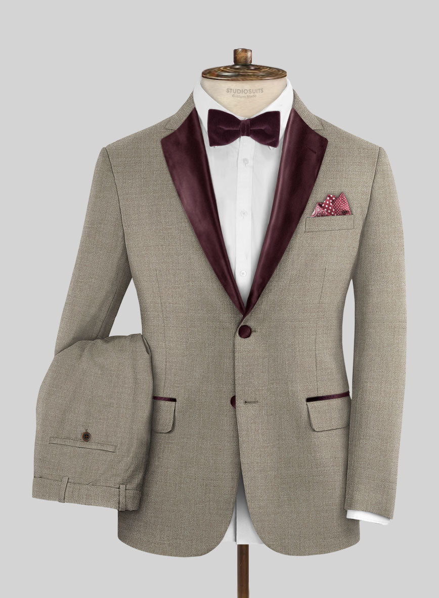 Napolean Infantry Khaki Wool Tuxedo Suit - StudioSuits