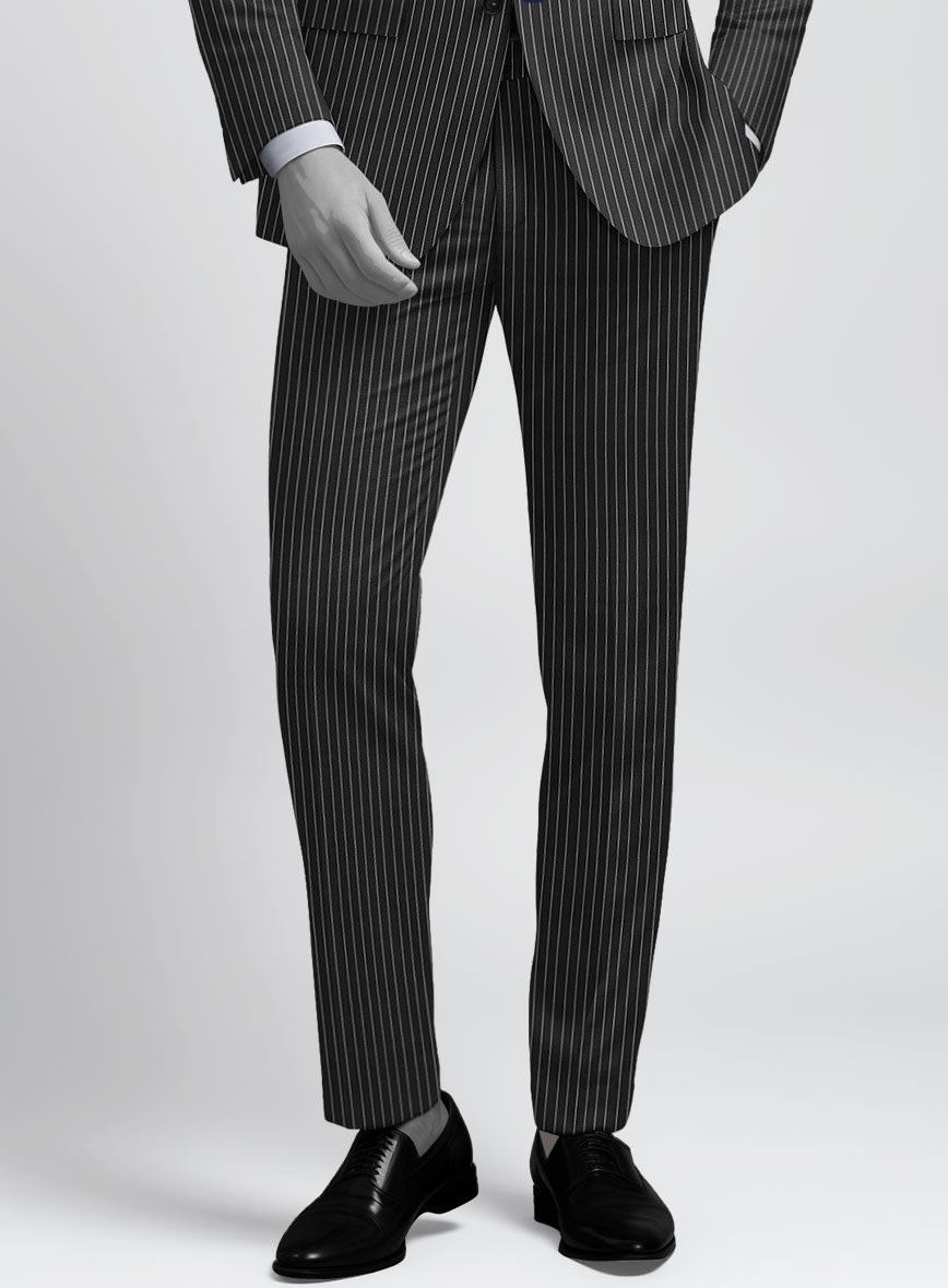 Napolean Isaura Stripe Black Wool Pants - StudioSuits