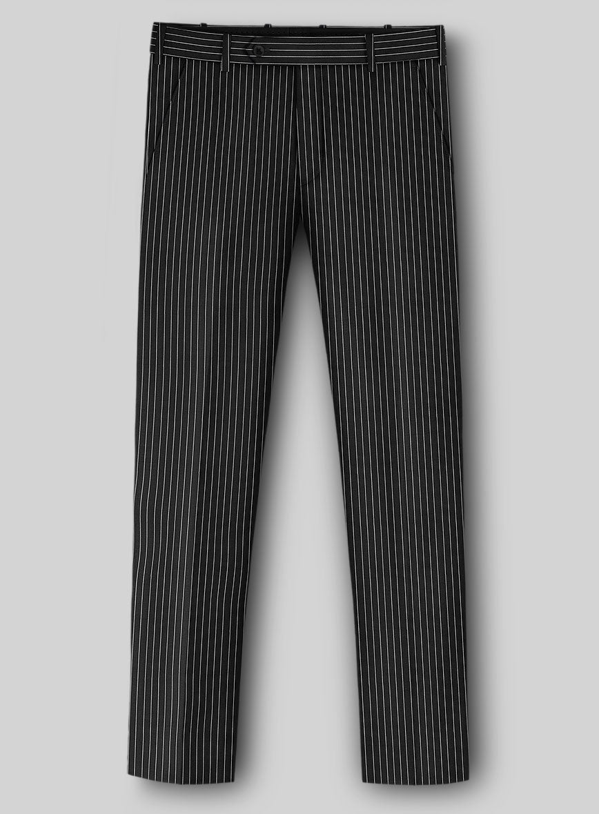 Napolean Isaura Stripe Black Wool Pants - StudioSuits