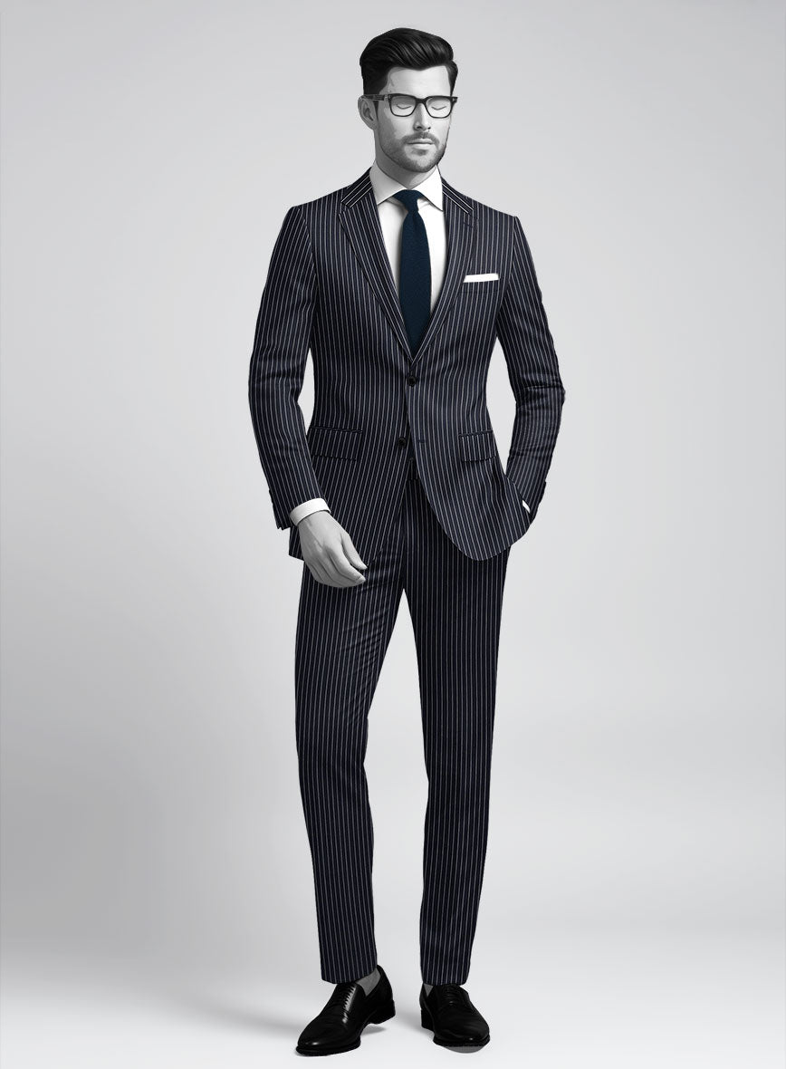 Napolean Isaura Stripe Blue Wool Suit - StudioSuits